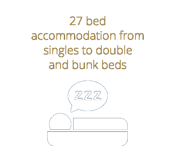 27 bed accommodation from singles to double and bunk beds